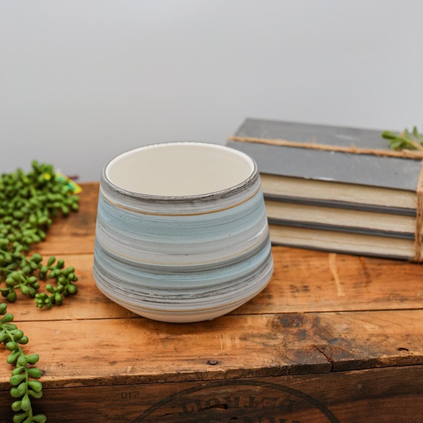 4.75" Blue Ceramic Planter Pot • Grey Blue Pot for Plants • Indoor Planter • Houseplant Flower Pot • Succulent Planter • Trendy Planters