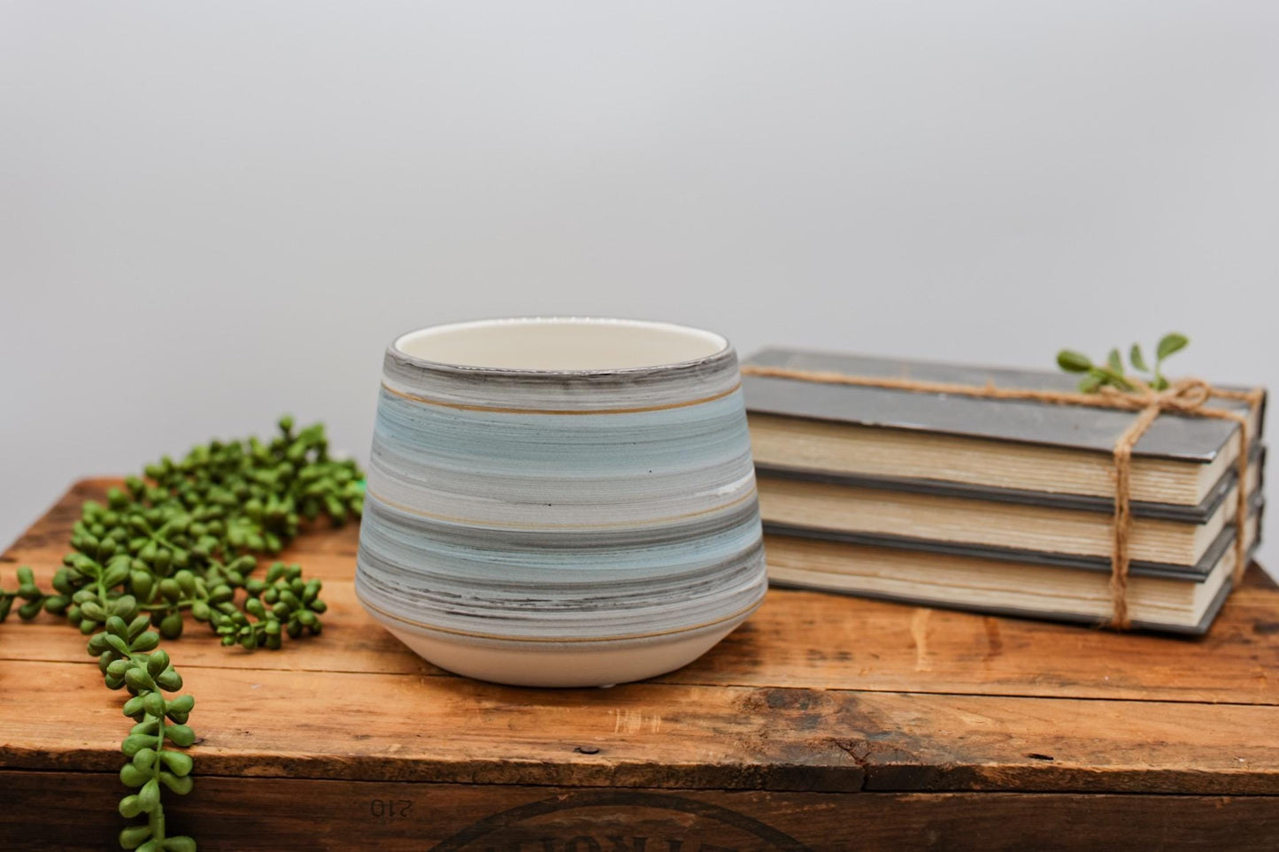 4.75" Blue Ceramic Planter Pot • Grey Blue Pot for Plants • Indoor Planter • Houseplant Flower Pot • Succulent Planter • Trendy Planters