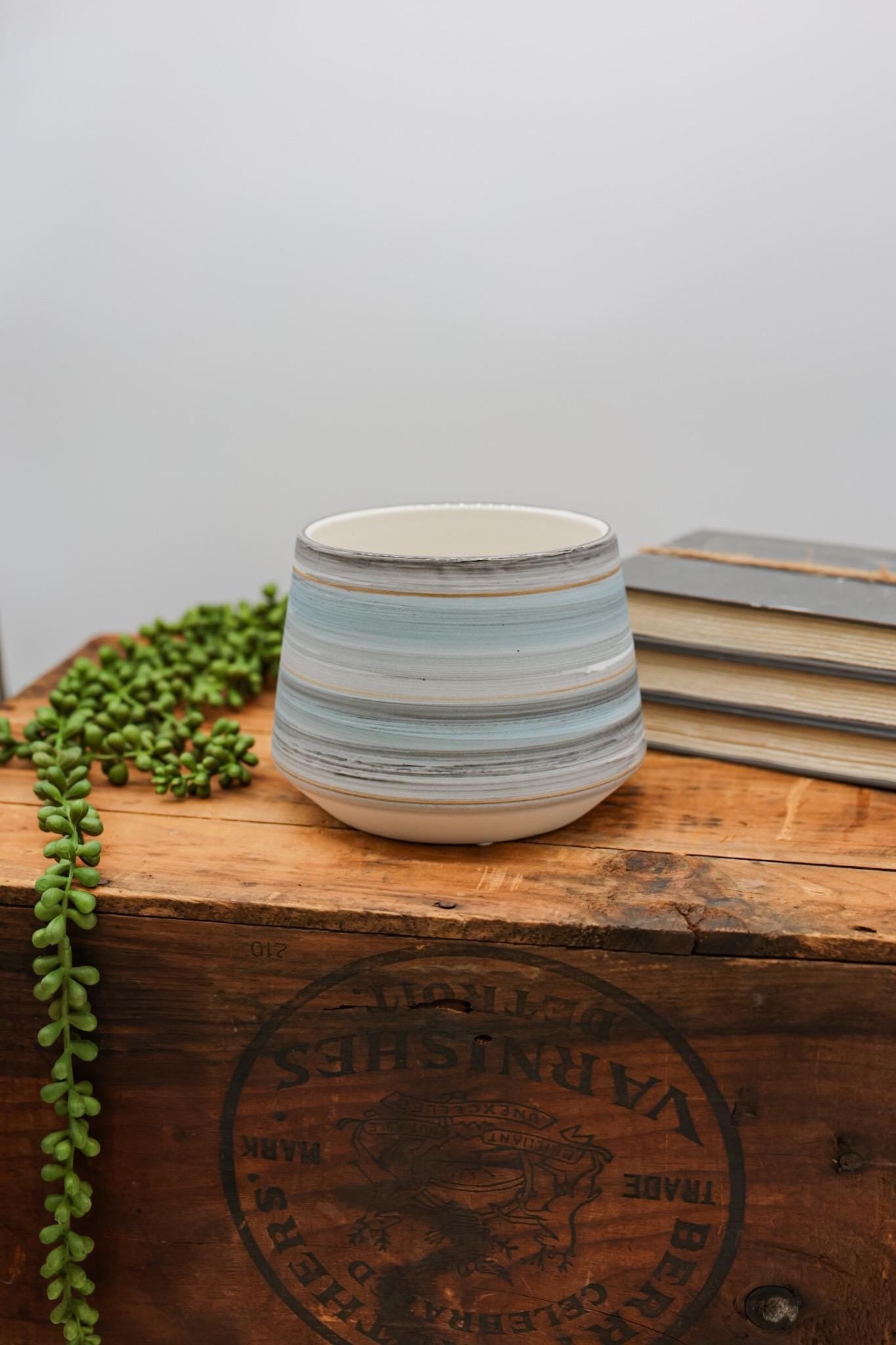 4.75" Blue Ceramic Planter Pot • Grey Blue Pot for Plants • Indoor Planter • Houseplant Flower Pot • Succulent Planter • Trendy Planters
