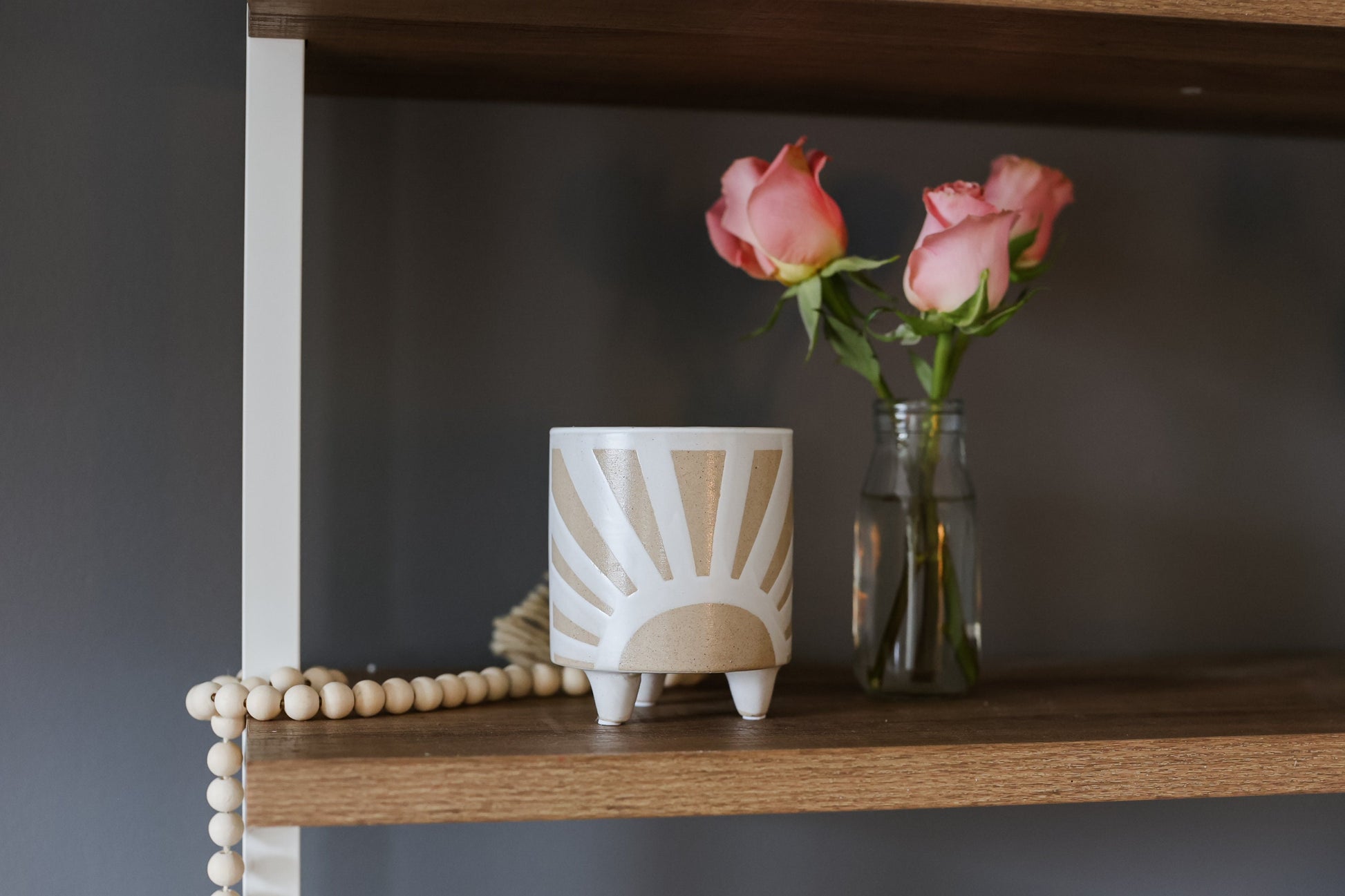 4" Ceramic Sun Planter • Cute Boho Planter • Indoor Outdoor Planter • Gift for Her • Pottery Planter • Footed White Planter • Unique Pot
