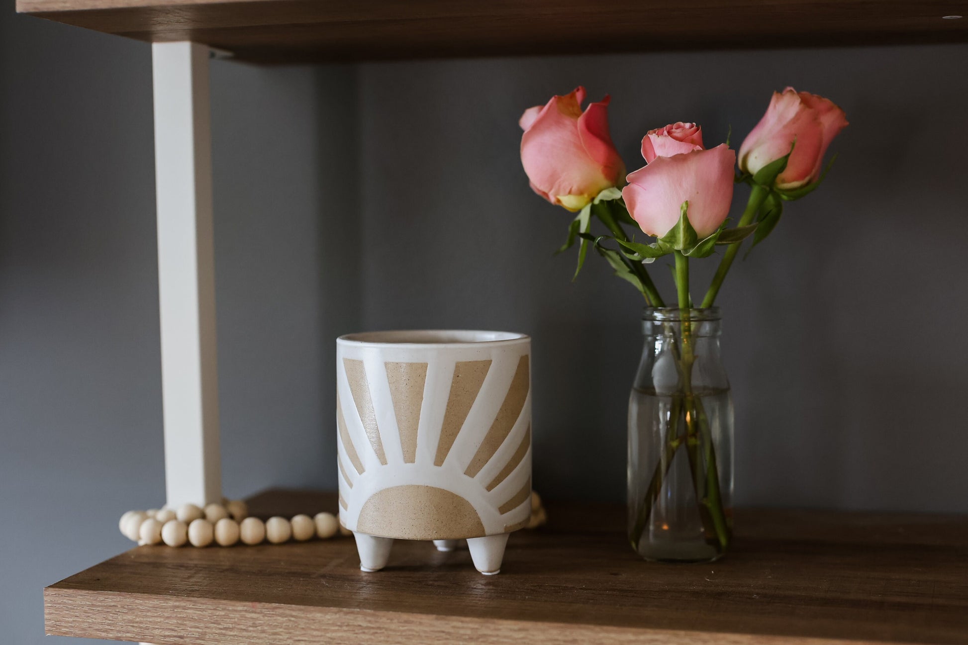 4" Ceramic Sun Planter • Cute Boho Planter • Indoor Outdoor Planter • Gift for Her • Pottery Planter • Footed White Planter • Unique Pot