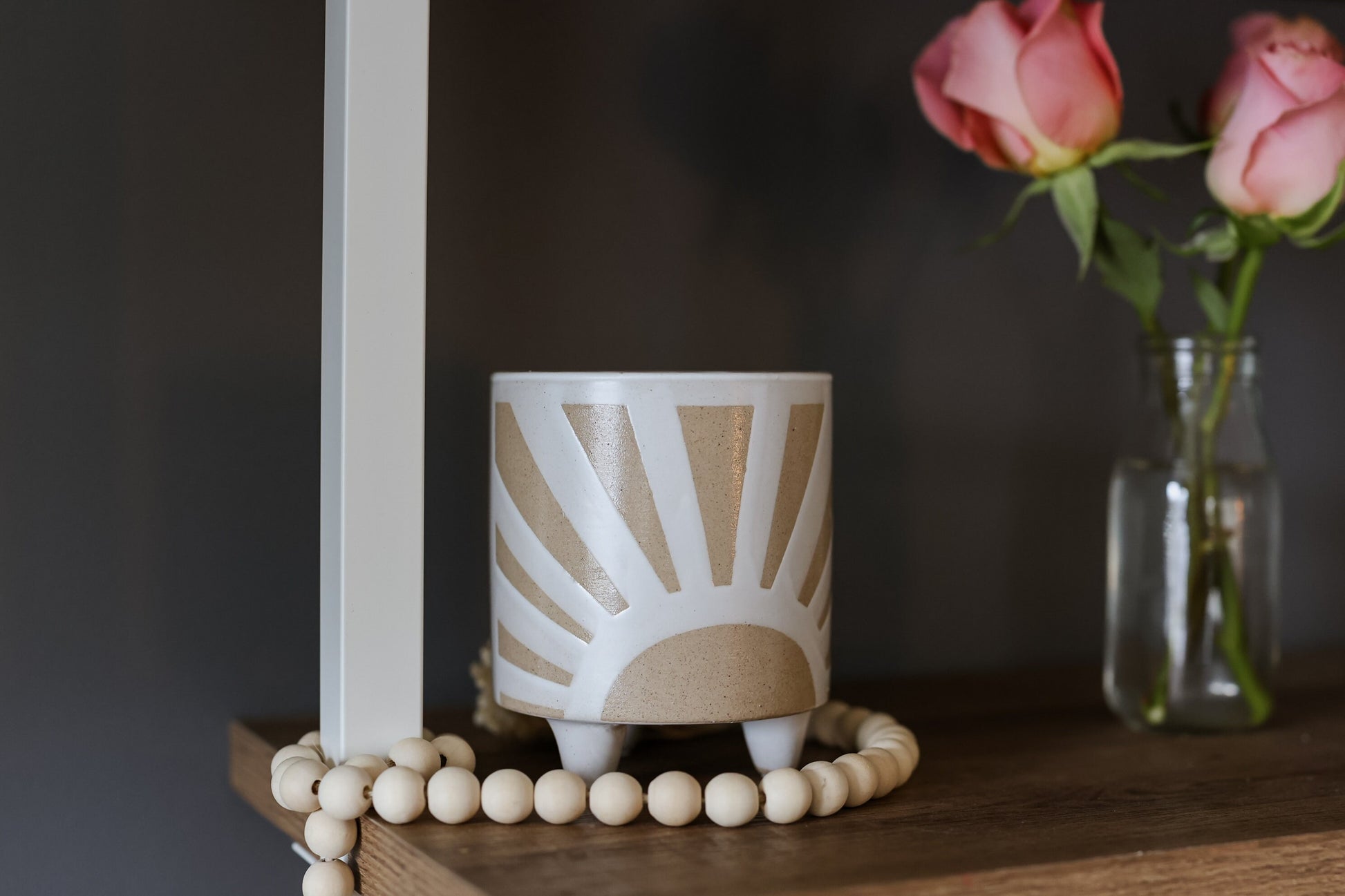 4" Ceramic Sun Planter • Cute Boho Planter • Indoor Outdoor Planter • Gift for Her • Pottery Planter • Footed White Planter • Unique Pot